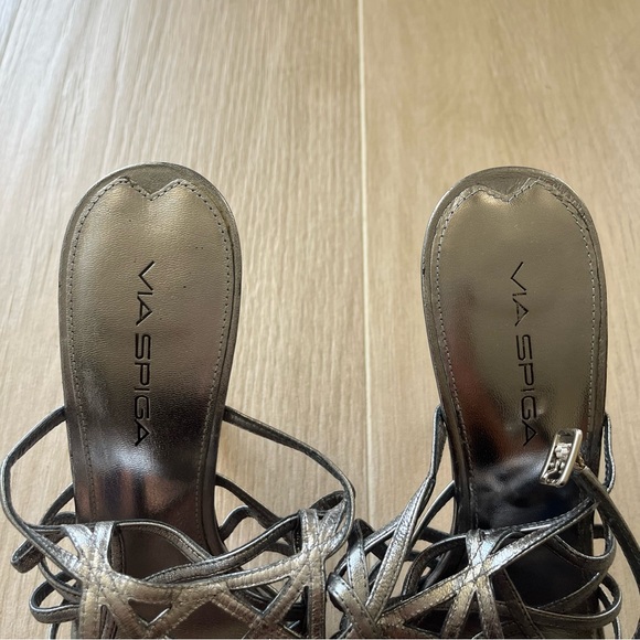 Via Spiga Liv Pewter heel Sandals Size 7 - Picture 2 of 7